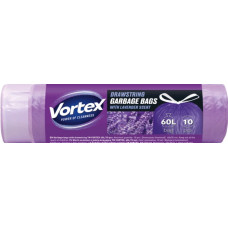 VORTEX Пакети для сміття з затяжкою 60 л (60×70 см) фіолетові з ароматом лаванди 10 шт